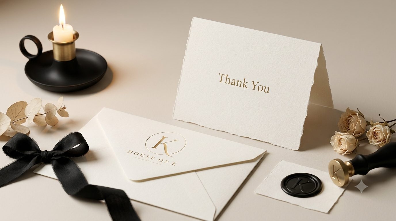 Thank you card and candle